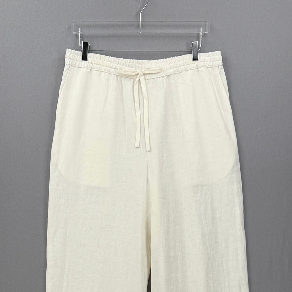 ENZA COSTA Linen Resort Pants Women XL Undyed Off White Wide Leg Drawstring - Picture 6 of 16
